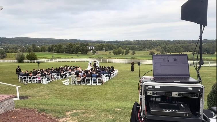 Outdoor ceremony audio setup
