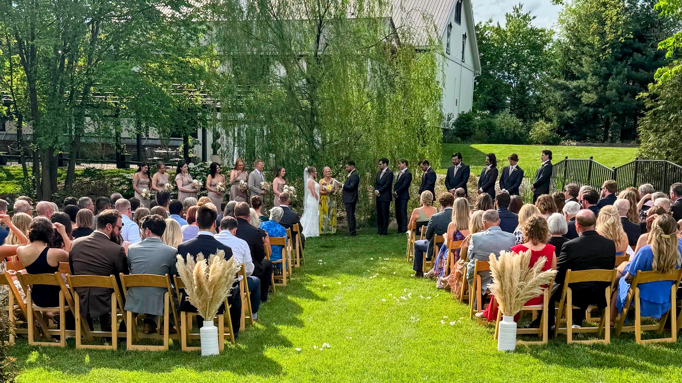 Outdoor ceremony at The Tannery Barn